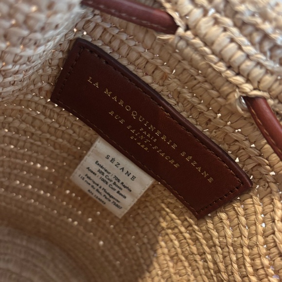 Sézane Mini Farrow Raphia Bag Bucket Leather Strap Natural Beige Woven Sezane - Picture 13 of 13